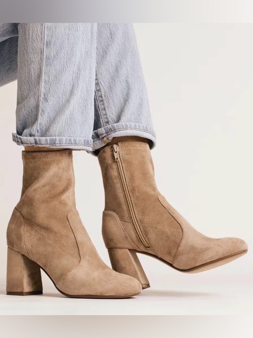 Suede Block Heel Ankle Boots